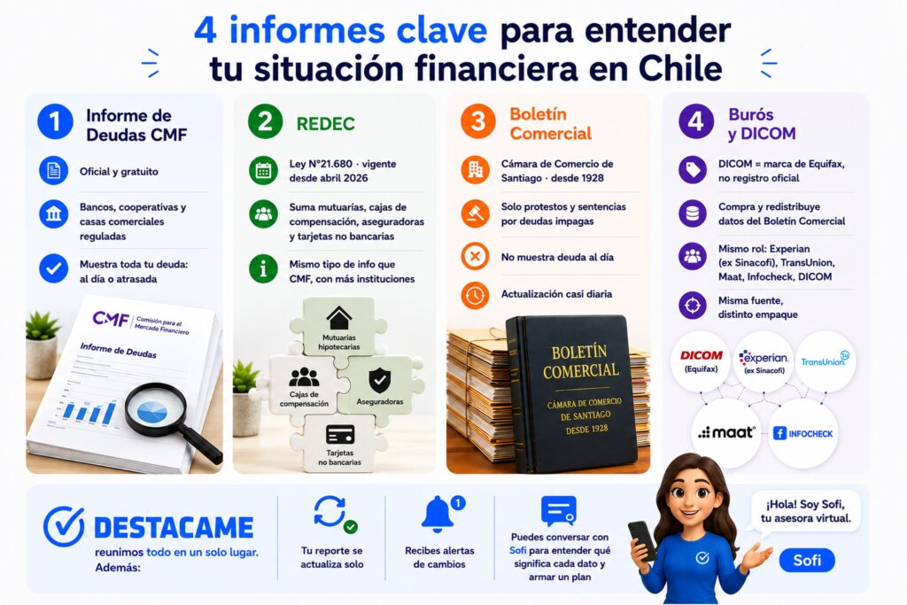 Infografia sobre reportes de deudas en chile
